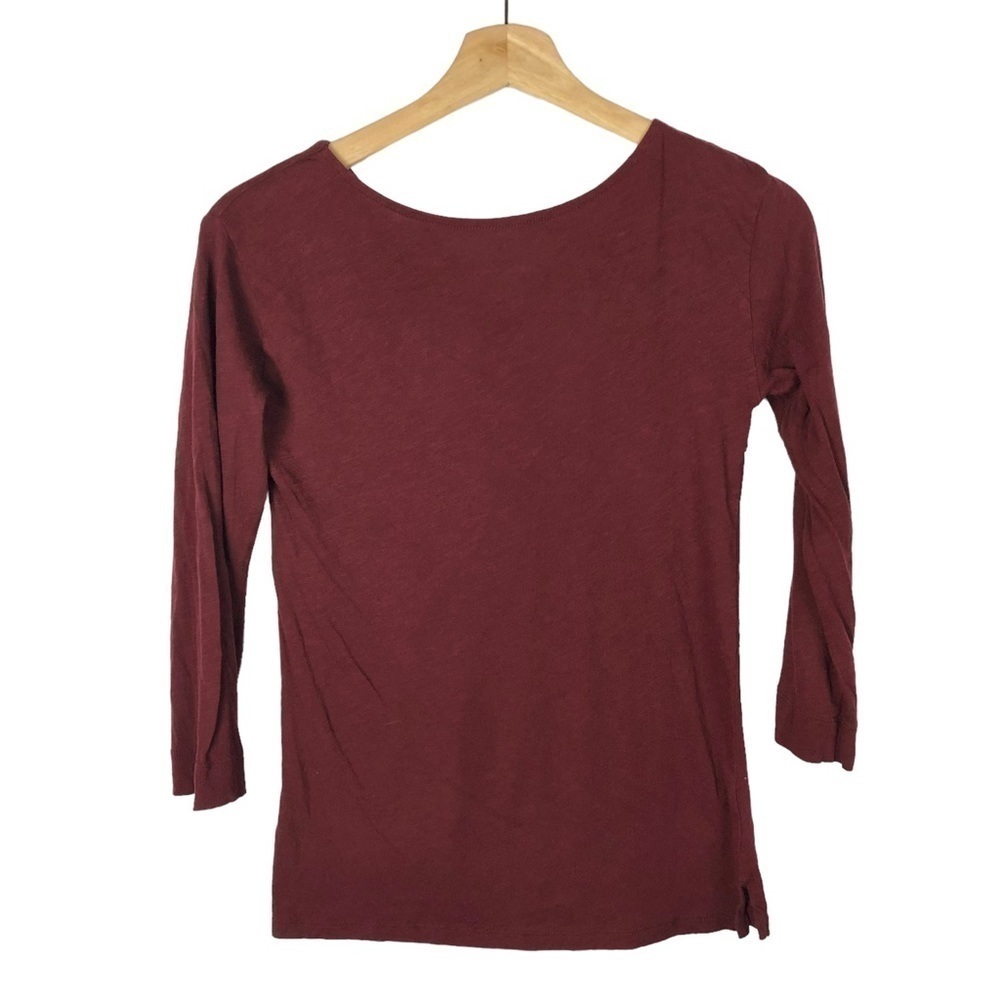 J. Crew Burgundy Red‎ Tie Back 3/4 Long Sleeve Top XS